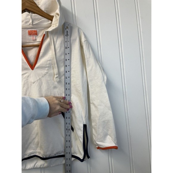 J.‎ Crew Weekend Tipped V-Neck Mariner Cotton Relaxed Hoodie Ivory Size XS - Picture 7 of 8